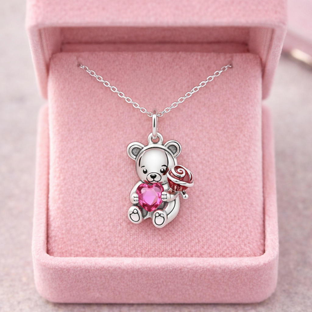 Collier Ourson Cœur rose Édition limitée