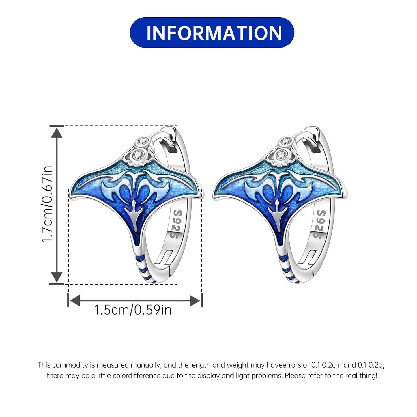 Boucles d’oreilles Raie Manta