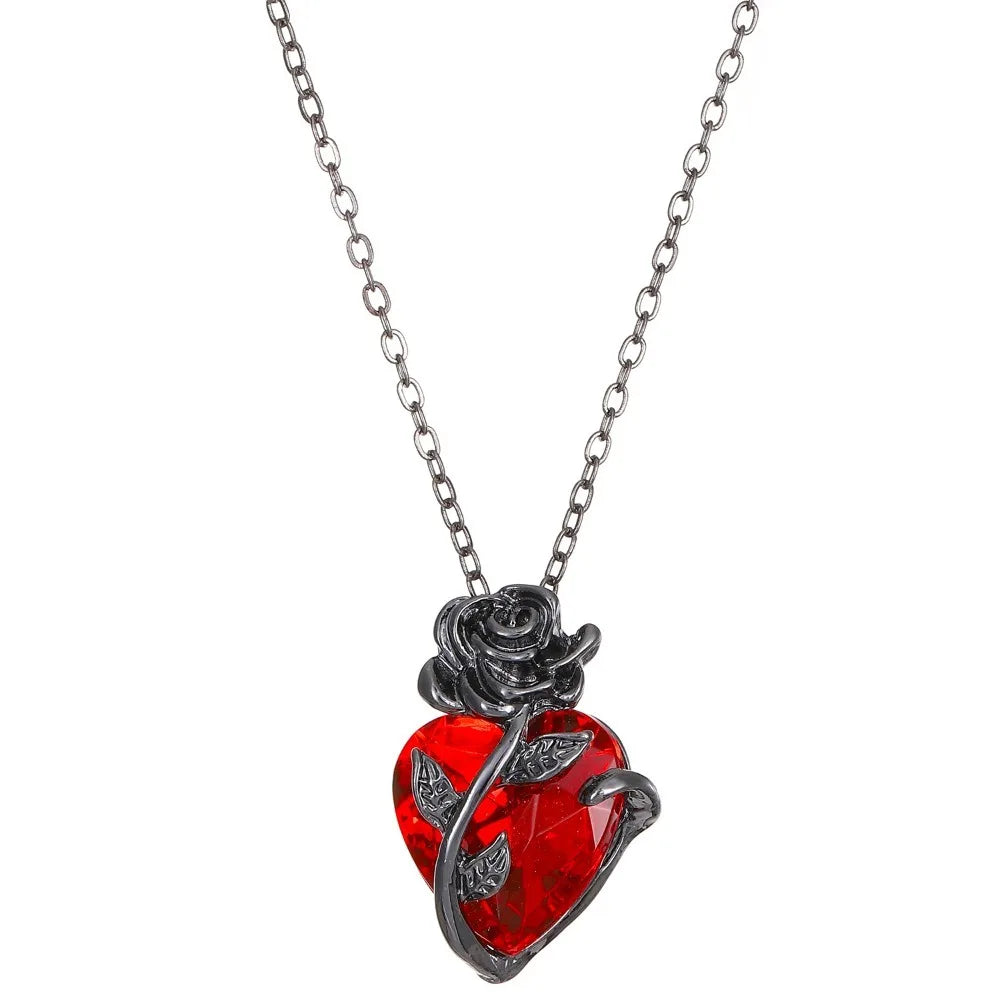 Collier Cœur Rose noire