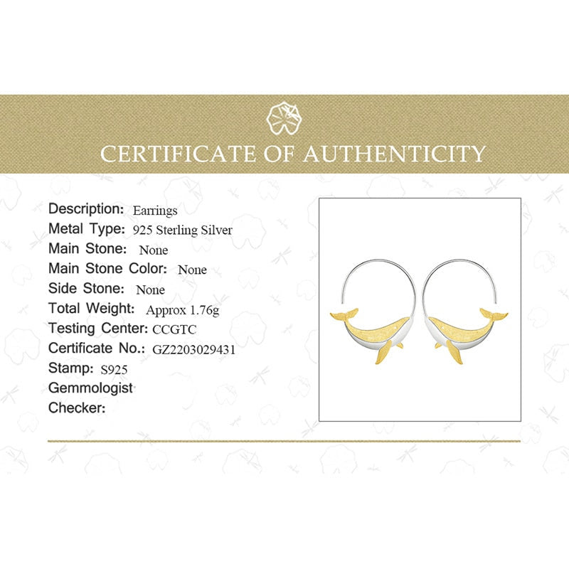 Boucles d’oreilles Baleine majestueuse