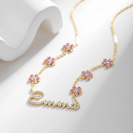 Collier personnalisé fleurs et prénom
