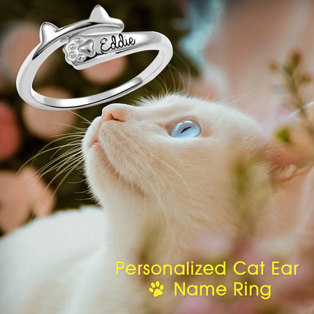 Anello personalizzato con orecchio di gatto
