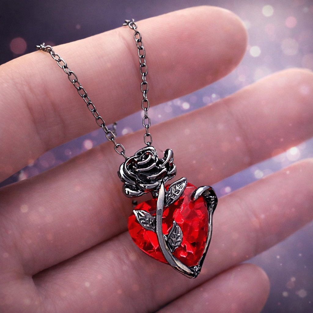 Collier Cœur Rose noire