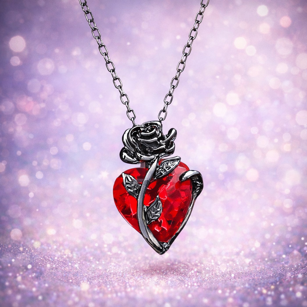 Collier Cœur Rose noire