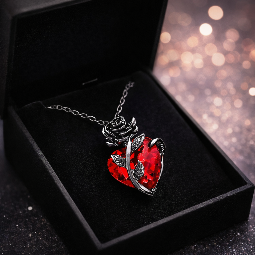 Collier Cœur Rose noire