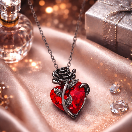 Collier Cœur Rose noire
