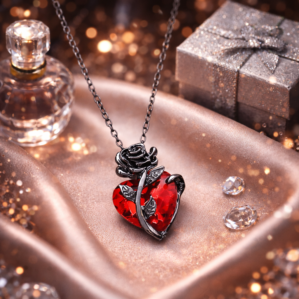 Collier Cœur Rose noire