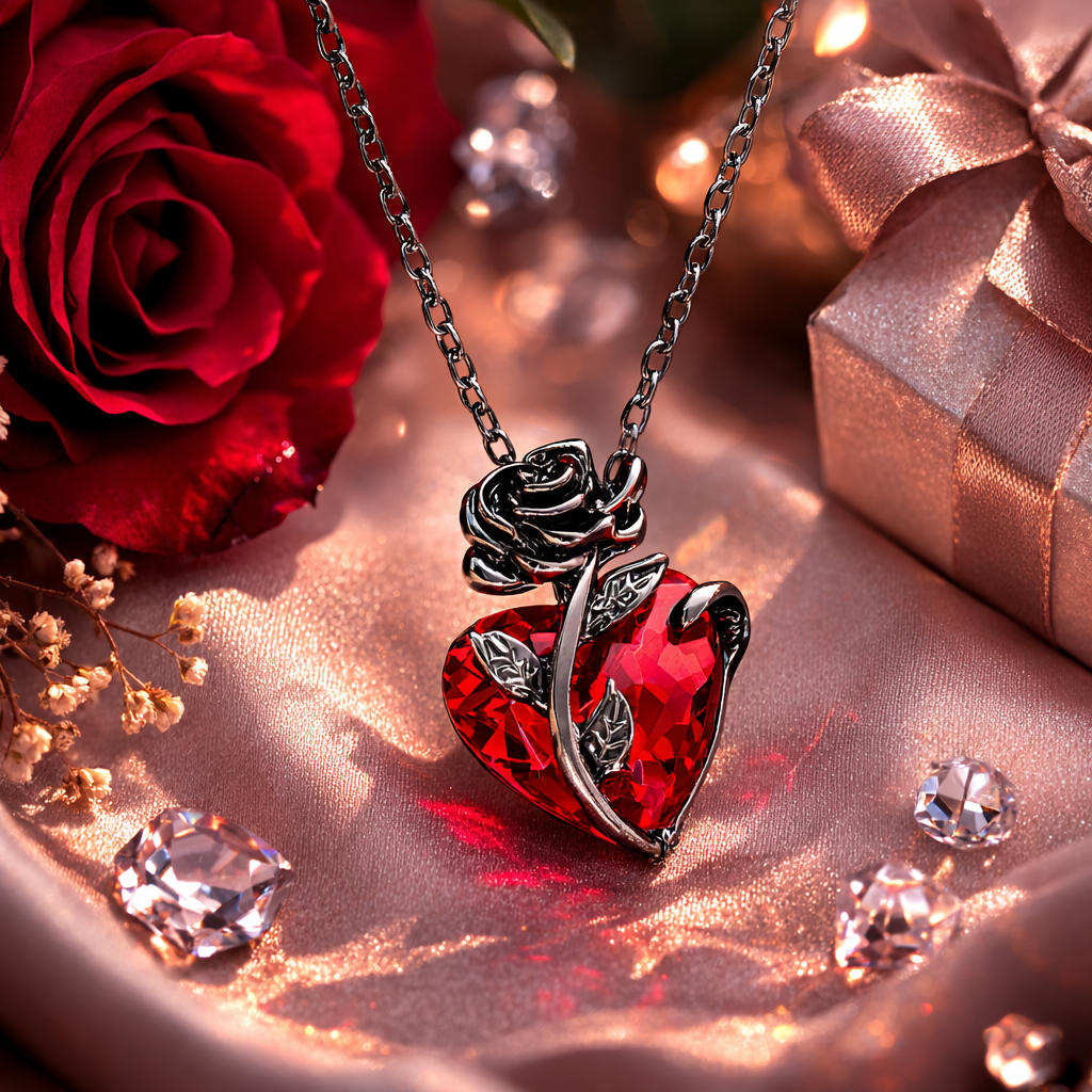 Collier Cœur Rose noire