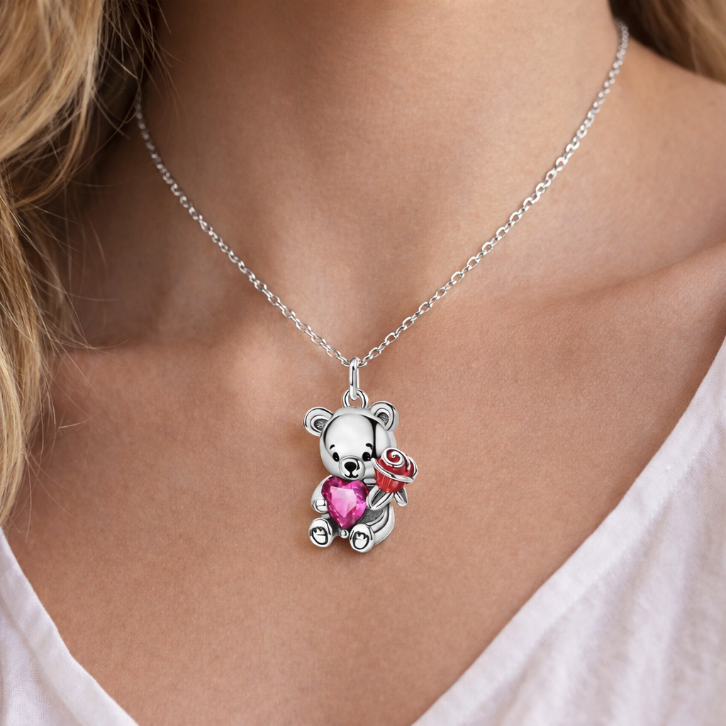 Collier Ourson Cœur rose Édition limitée