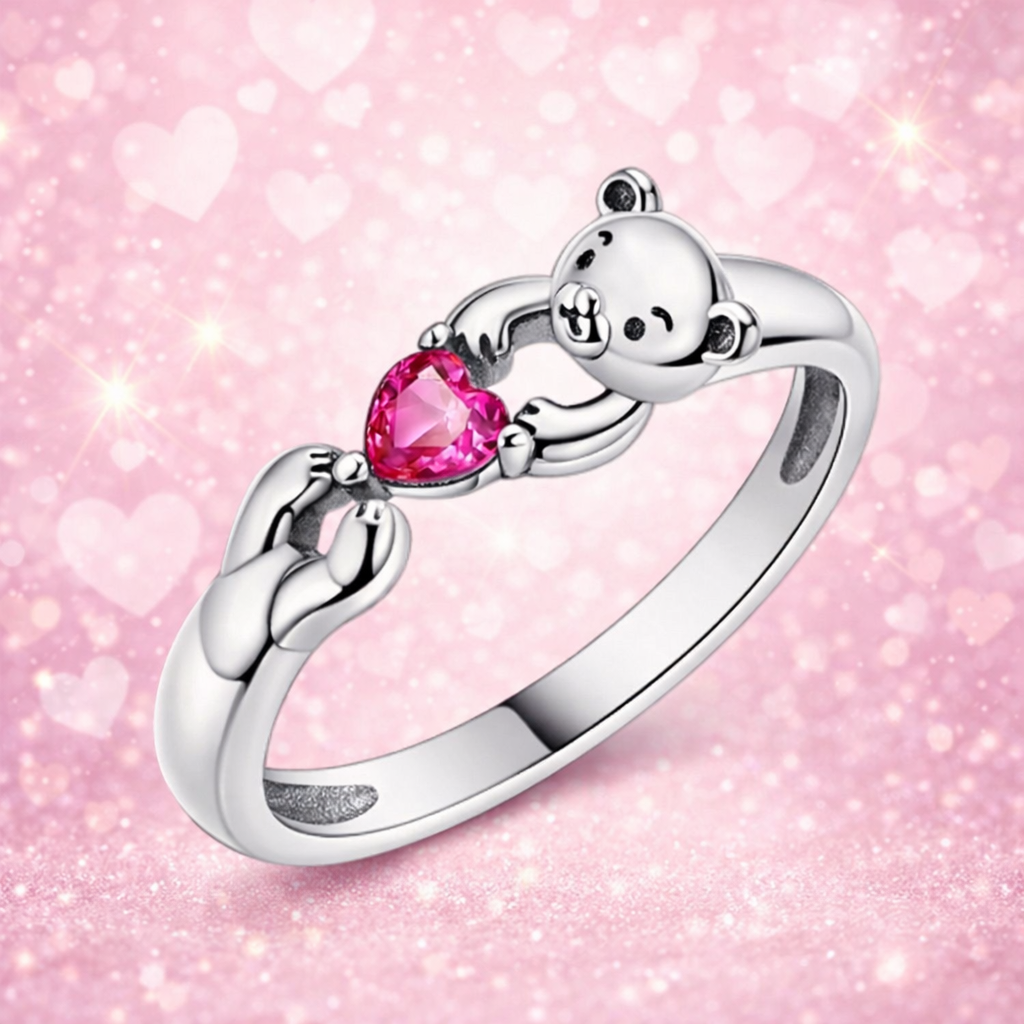 Bague Ourson Cœur Rose Édition limitée