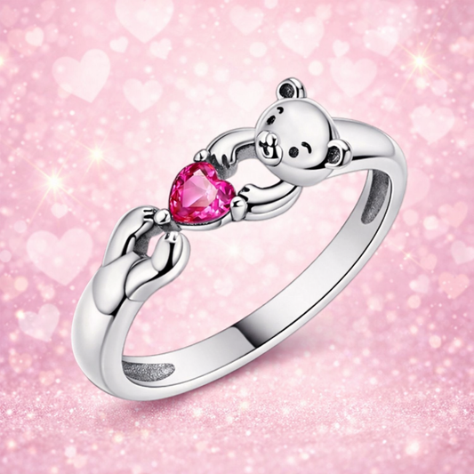 Bague Ourson Cœur Rose Édition limitée