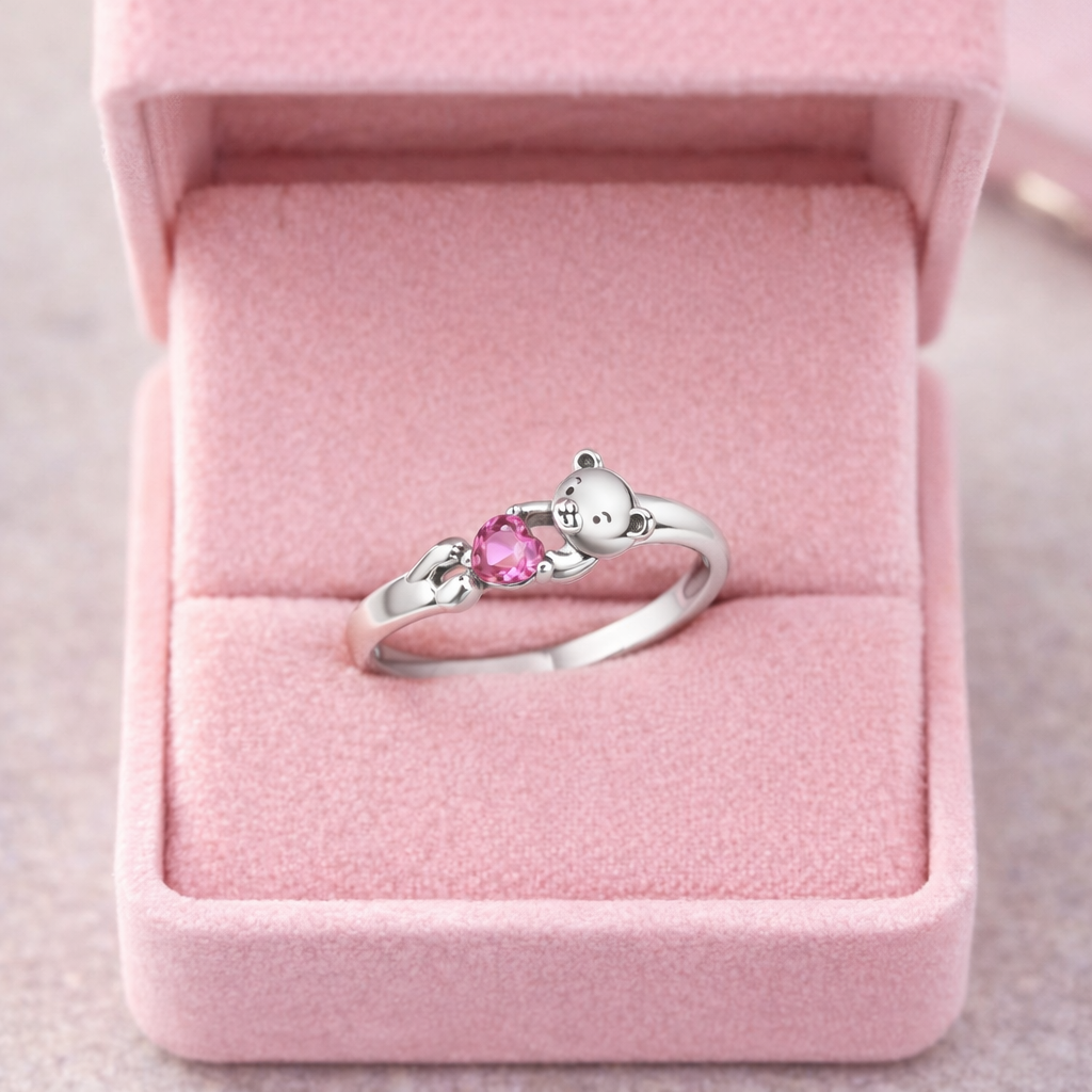 Bague Ourson Cœur Rose Édition limitée