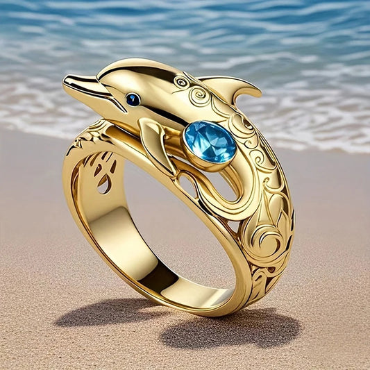 Bague Dauphin Océan Bleu