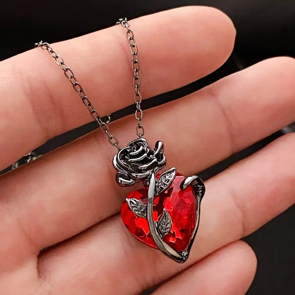 Collier Cœur Rose noire