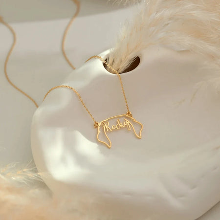 Collana personalizzata con nome del cane e orecchio