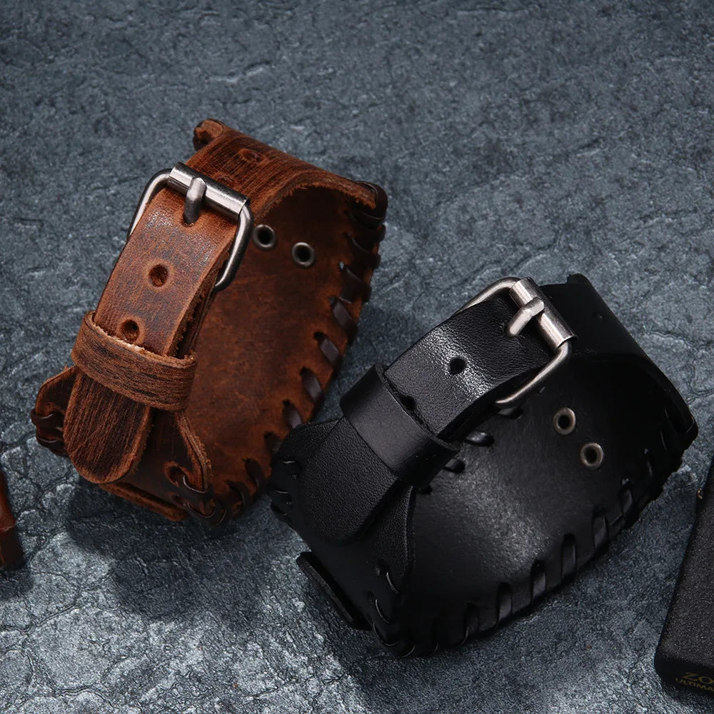 Bracelet en cuir tête de Loup