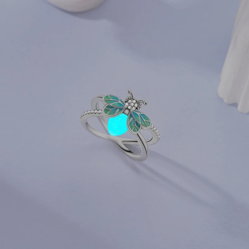 Bagues Libellule lumineuses en argent Sterling 925