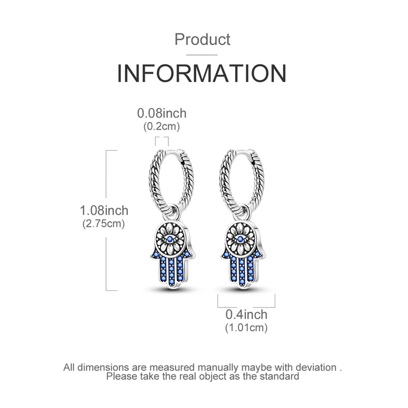 Boucles d’Oreilles Main de Fatma Bleue