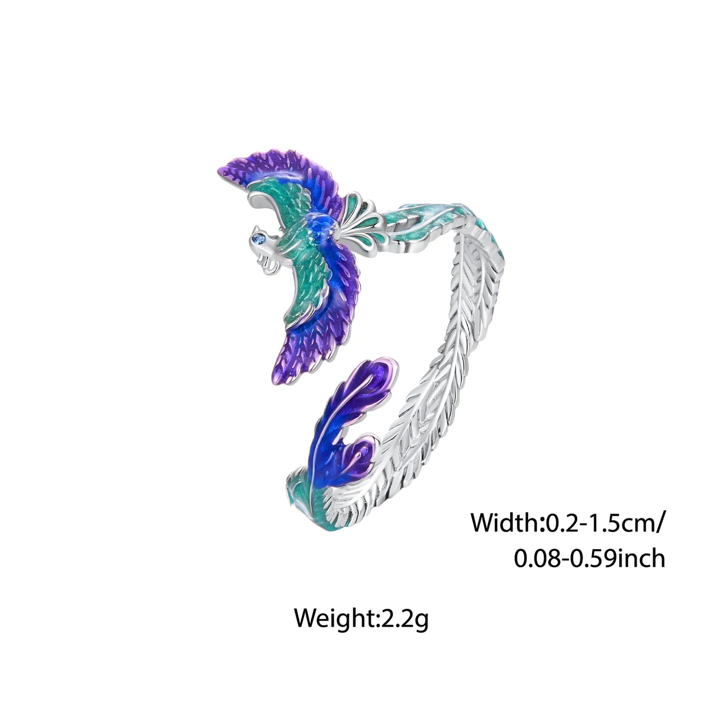 Bague Phénix arc-en-ciel