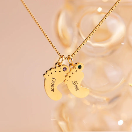 Collier personnalisé deux prénoms et mois de naissance