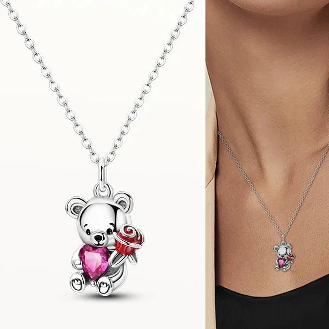 Collier Ourson Cœur rose Édition limitée