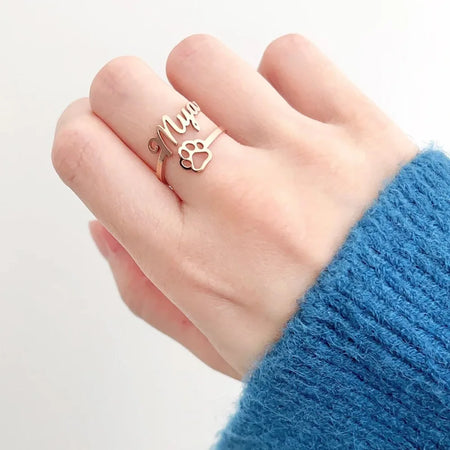 Anello personalizzato con nome per amante degli animali