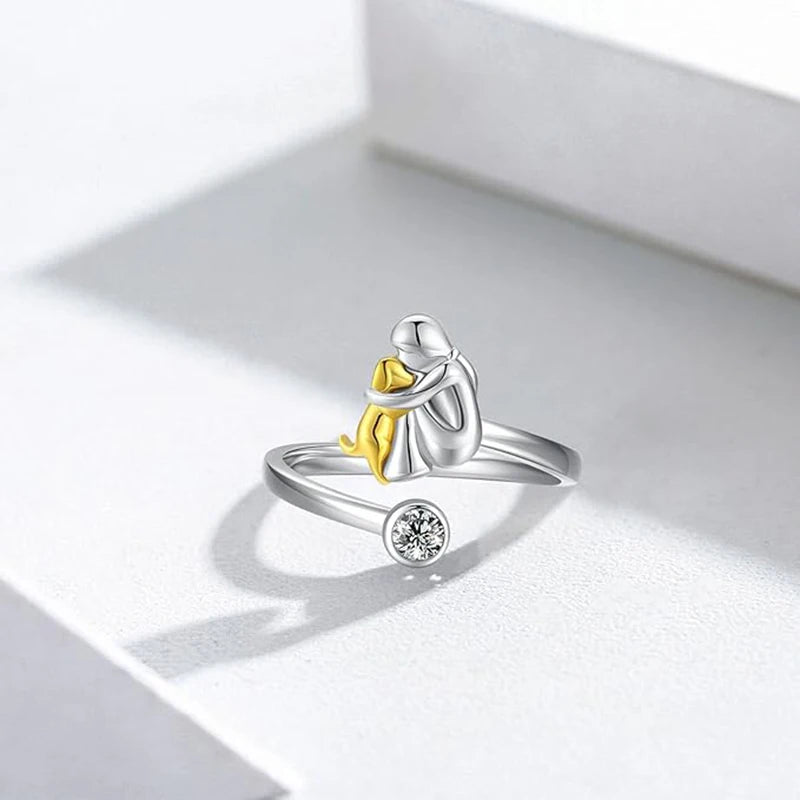 Bague Fille et son chien