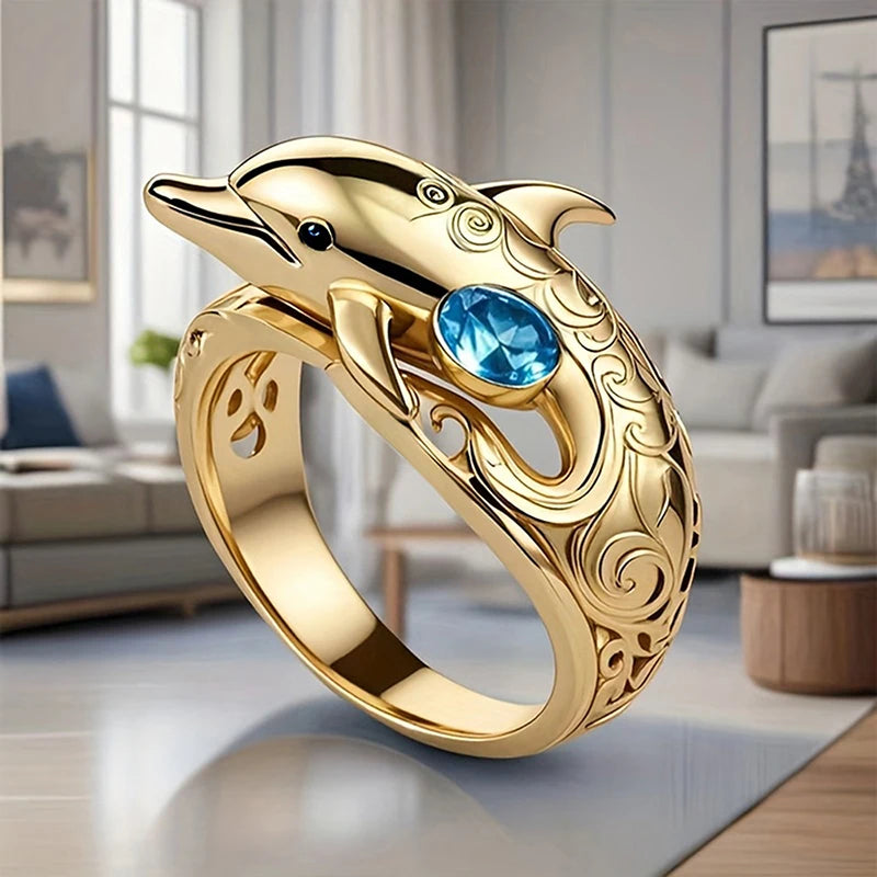Bague Dauphin Océan Bleu