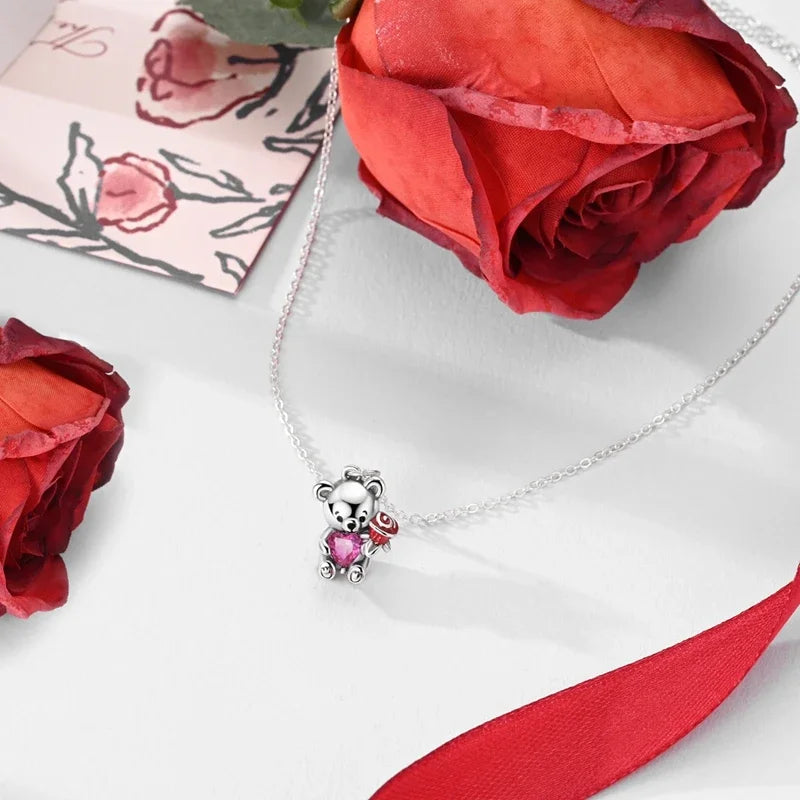 Collier Ourson Cœur rose Édition limitée
