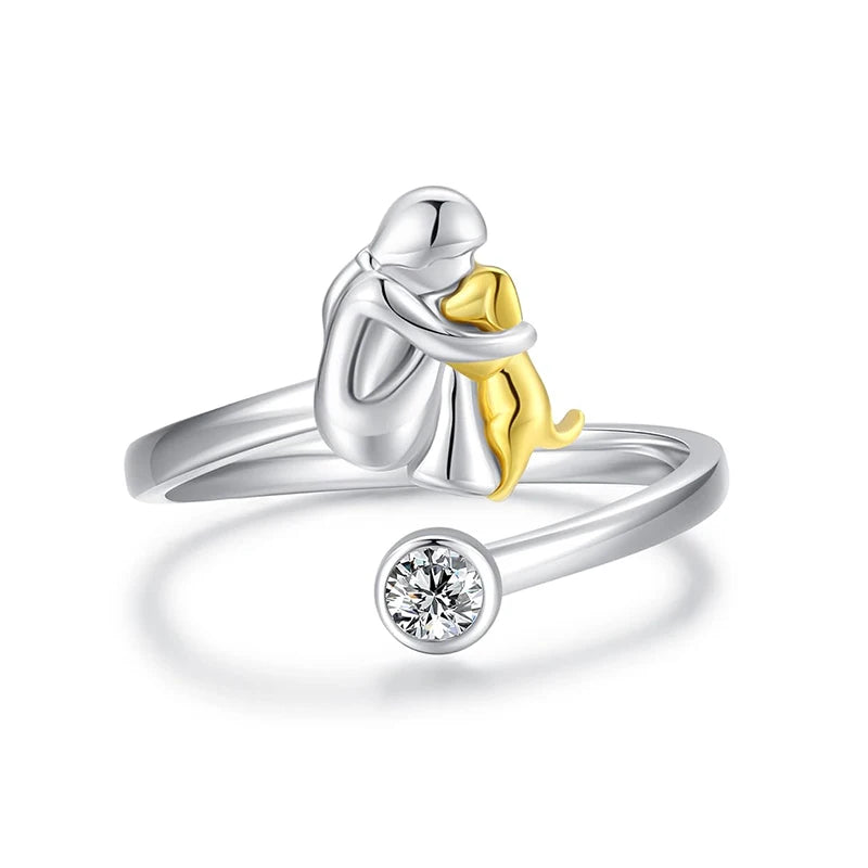 Bague Fille et son chien