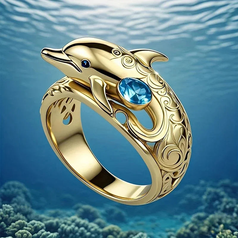 Bague Dauphin Océan Bleu
