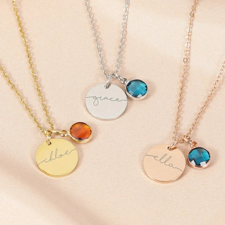 Collier personnalisé médaillon et pierre de naissance