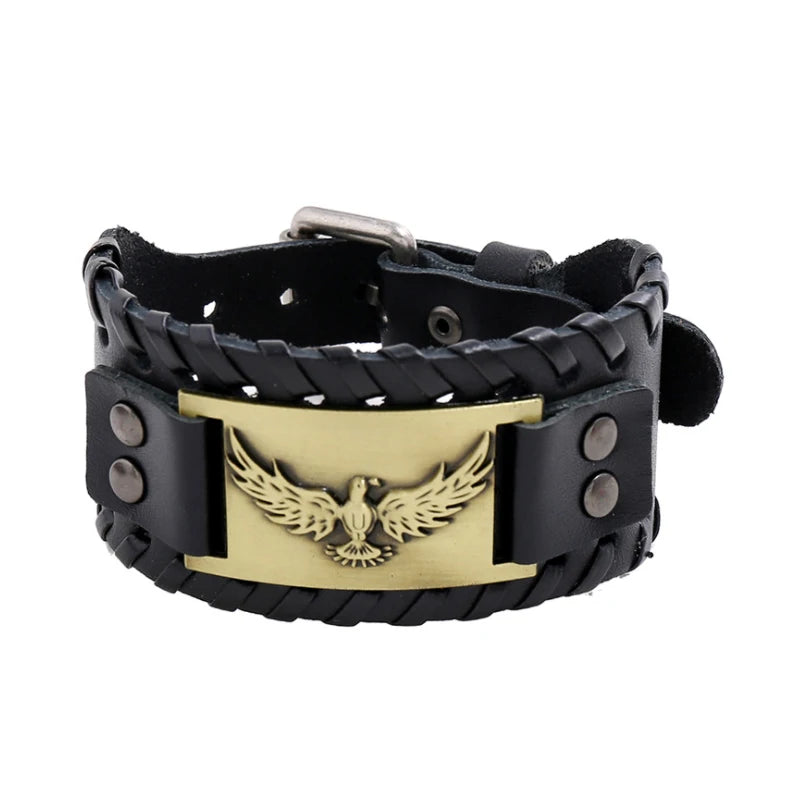 Bracelet en cuir aigle majestueux