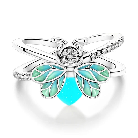 Bagues Libellule lumineuses en argent Sterling 925