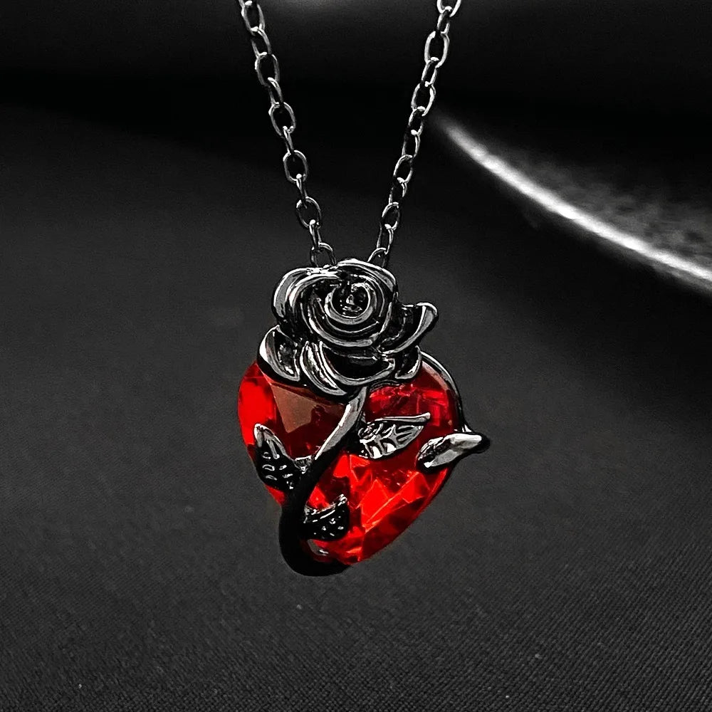 Collier Cœur Rose noire