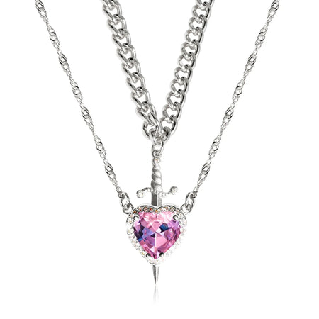 Collier cœur vaillant rose