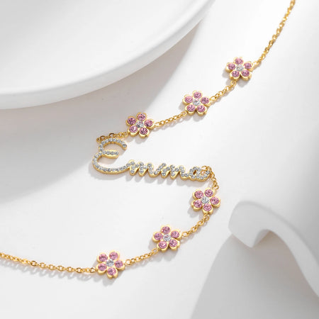 Collier personnalisé fleurs et prénom