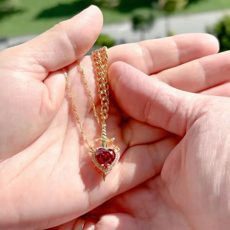 Collier cœur vaillant rose