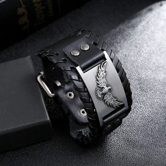 Bracelet en cuir aigle majestueux