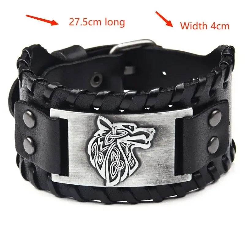 Bracelet en cuir tête de Loup