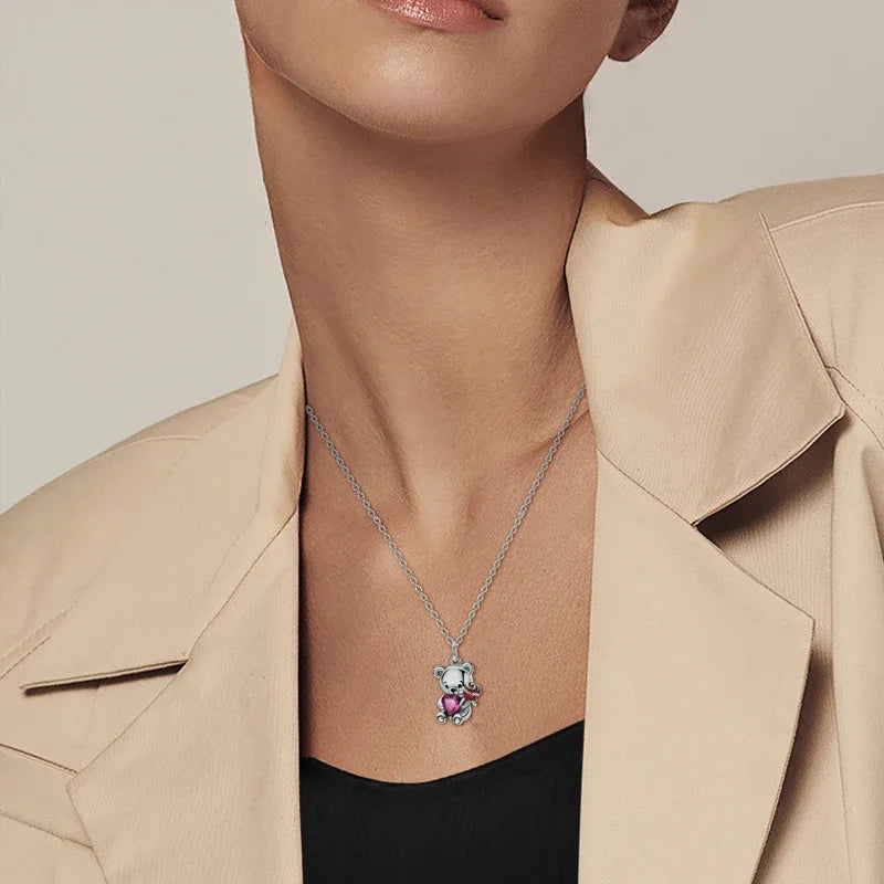 Collier Ourson Cœur rose Édition limitée