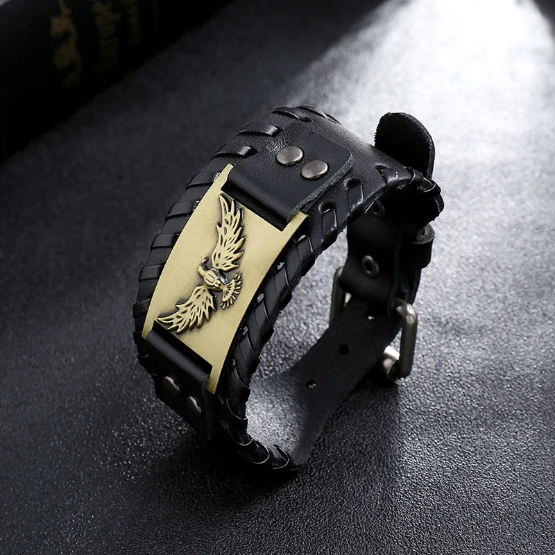 Bracelet en cuir aigle majestueux