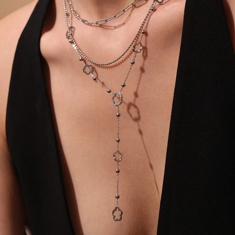 Collier AUREYA – Collier Doré Multi-Rangs à Pendentif Y