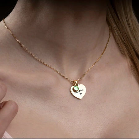 Collier personnalisé cœur et pierre de naissance