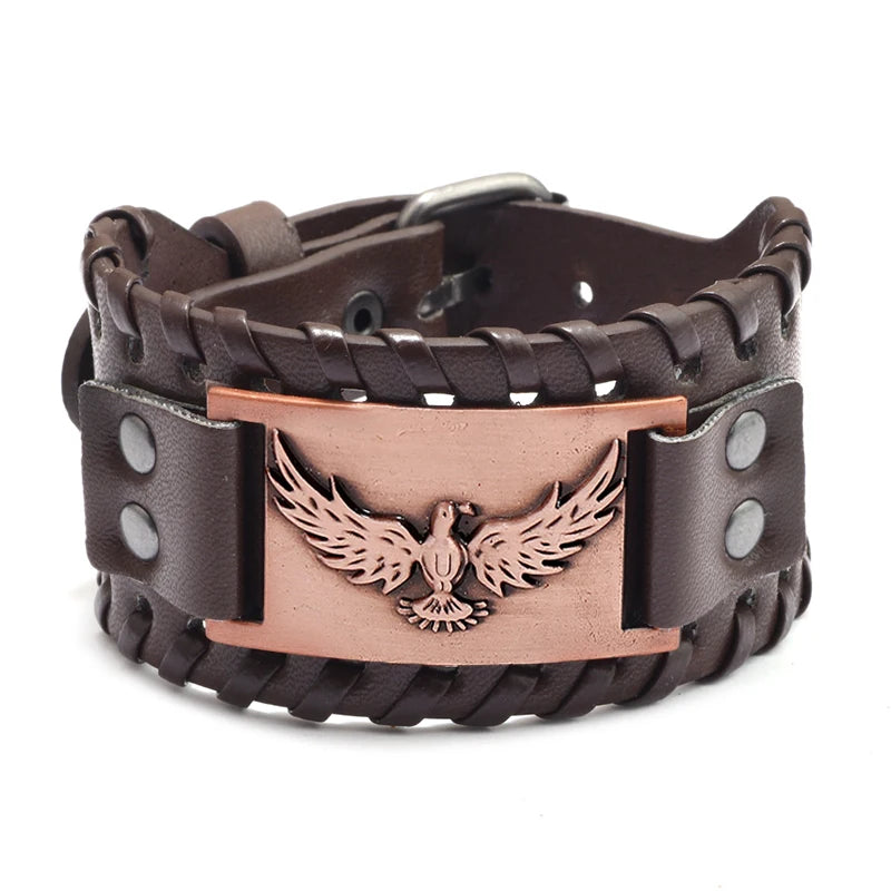 Bracelet en cuir aigle majestueux