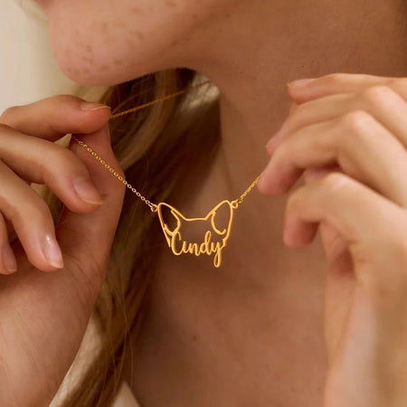 Collana personalizzata con nome del cane e orecchio