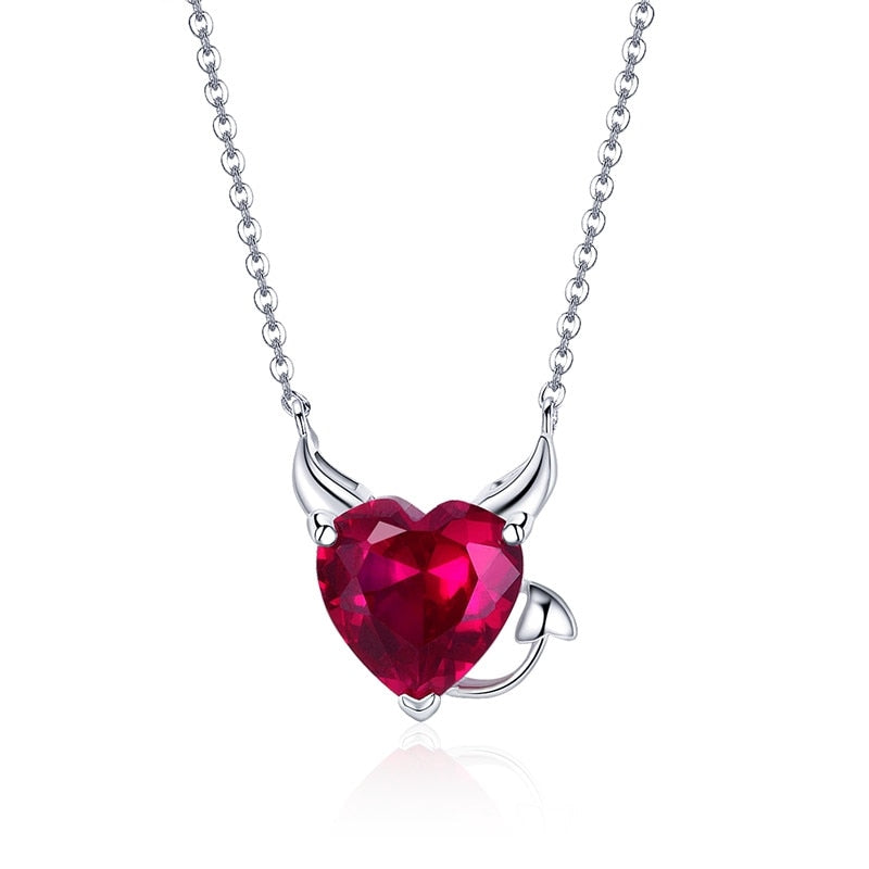 Collana a forma di cuore con angelo o diavolo 