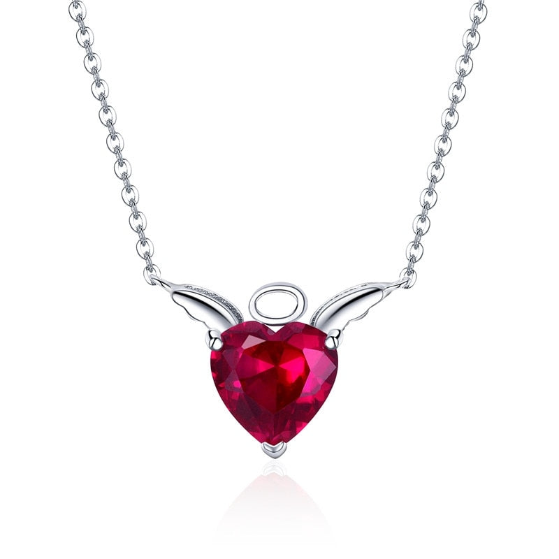 Collana a forma di cuore con angelo o diavolo 
