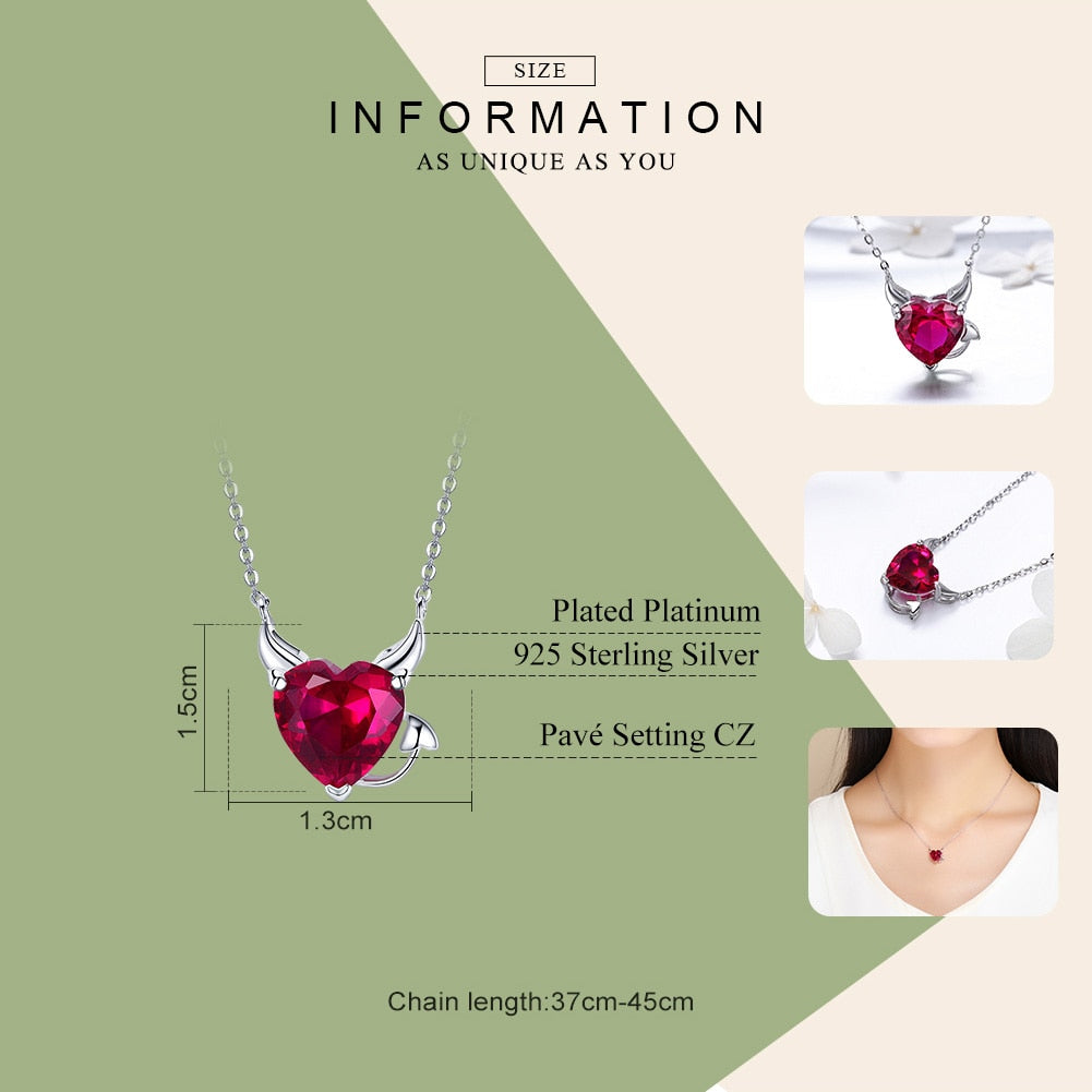 Collana a forma di cuore con angelo o diavolo 