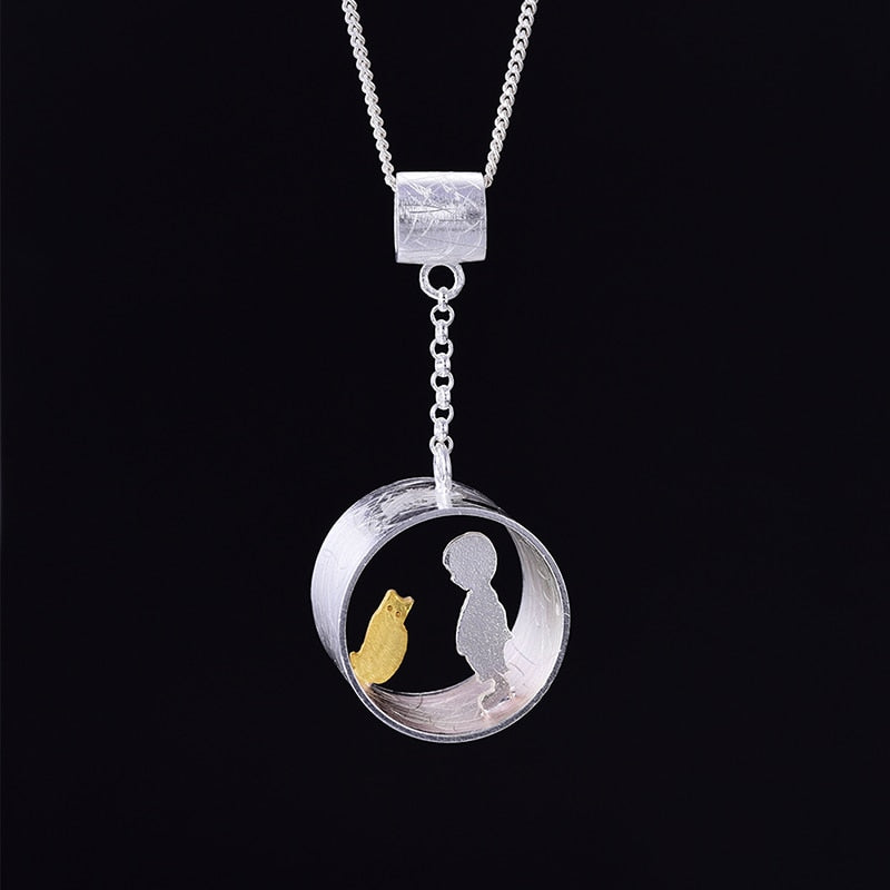 Pendentif Petite fille et son chat